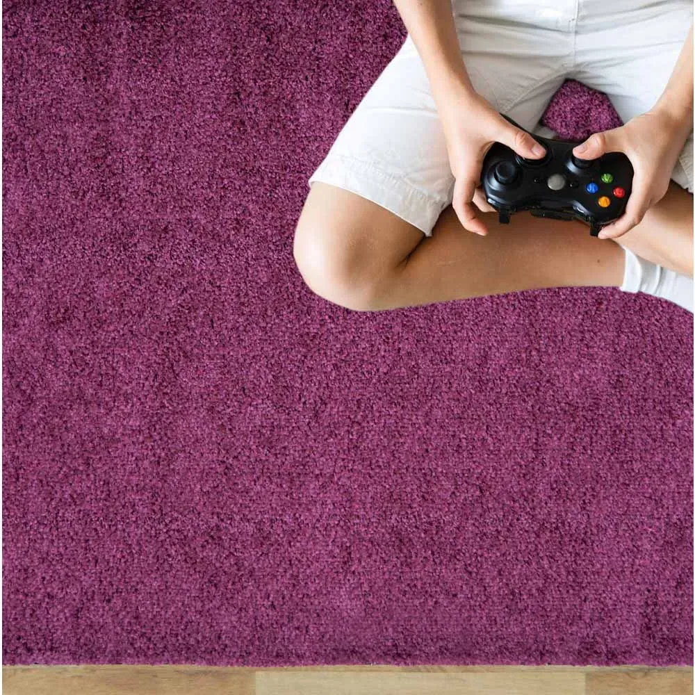 Olympia Shaggy Rug - Plum, Polypropylene