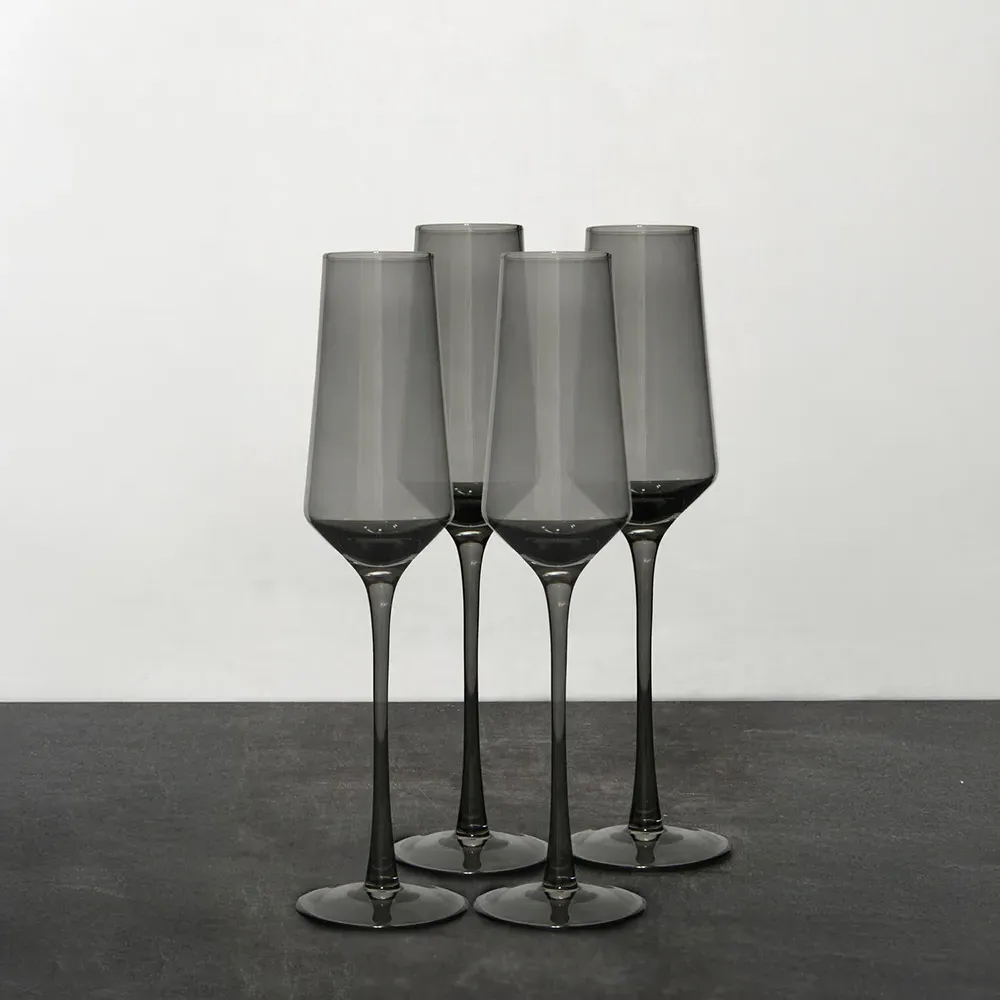 Onyx Champagne Flutes Set of 4 - Black