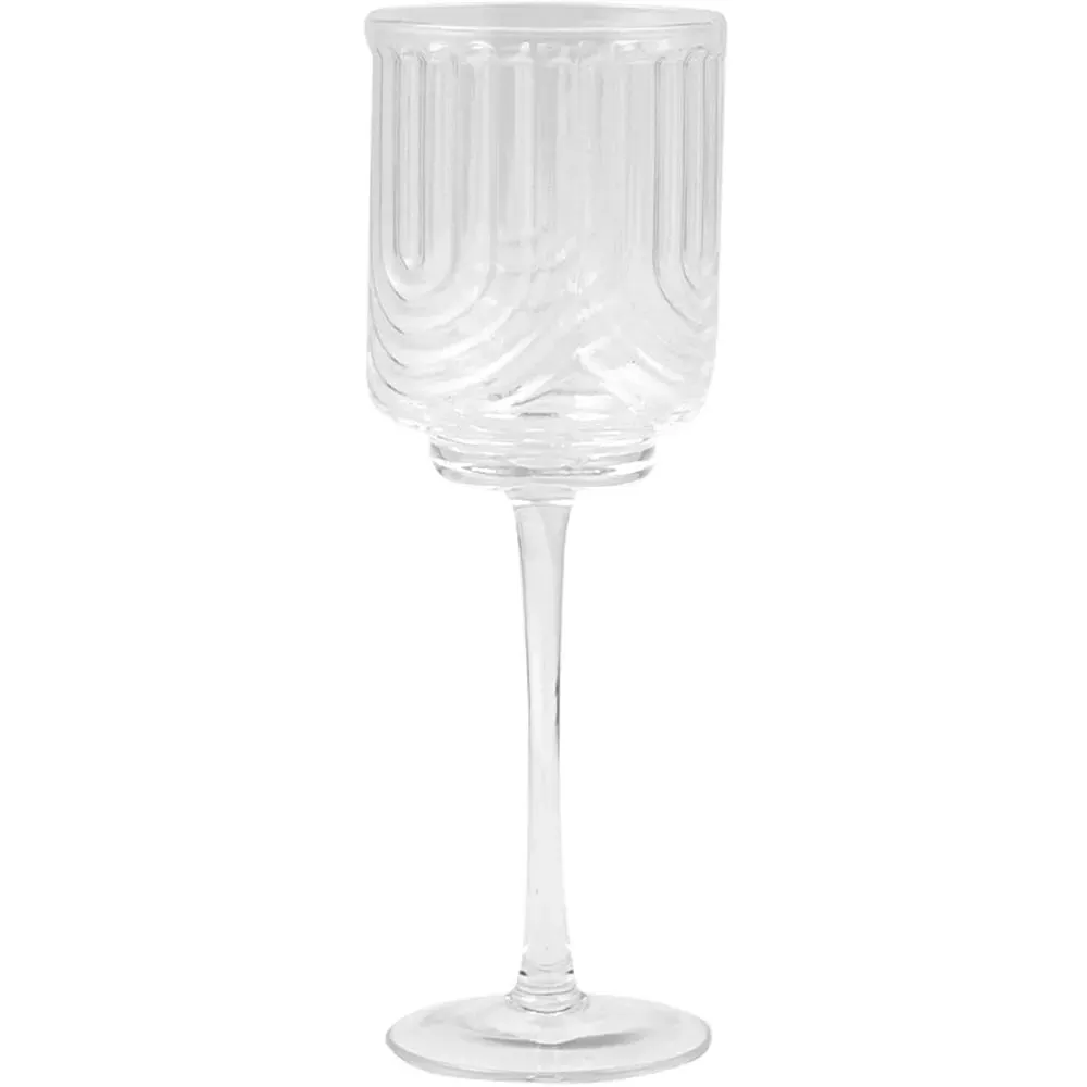 Opulence Wine Glass with Geometric Pattern - Clear