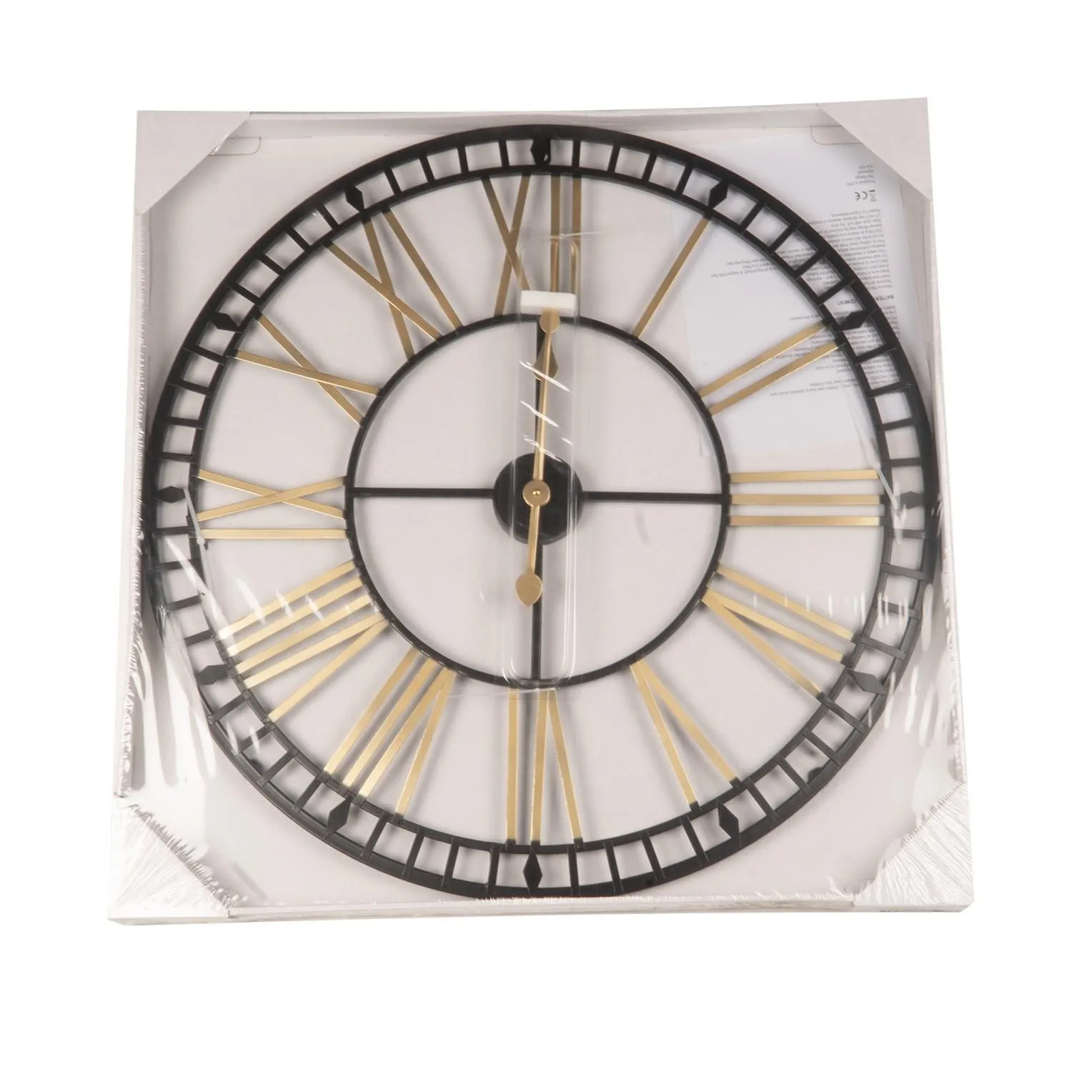 Opulent Roman Numeral Round Wall Clock 70cm - Iron
