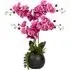 Orchid with Succulent Artificial Plant - Pink, Black Pot