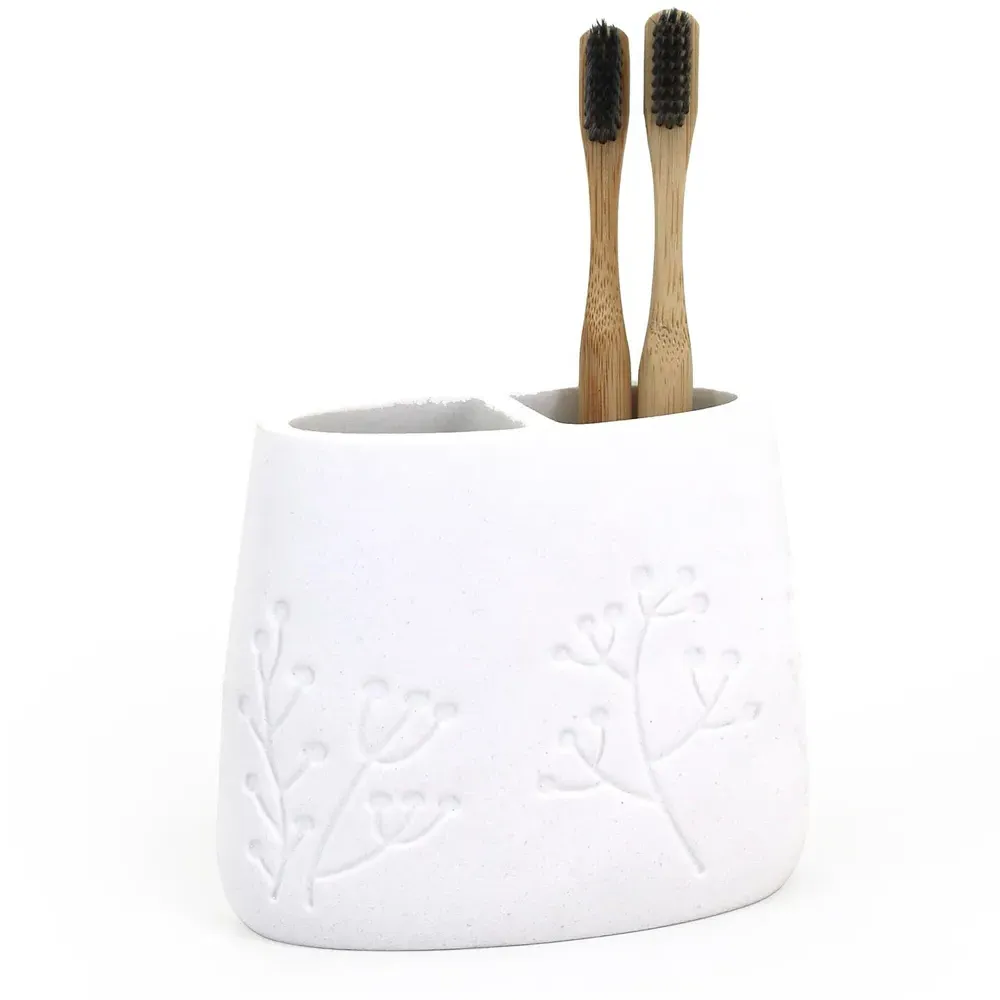 Organic Garden Toothbrush Holder - White