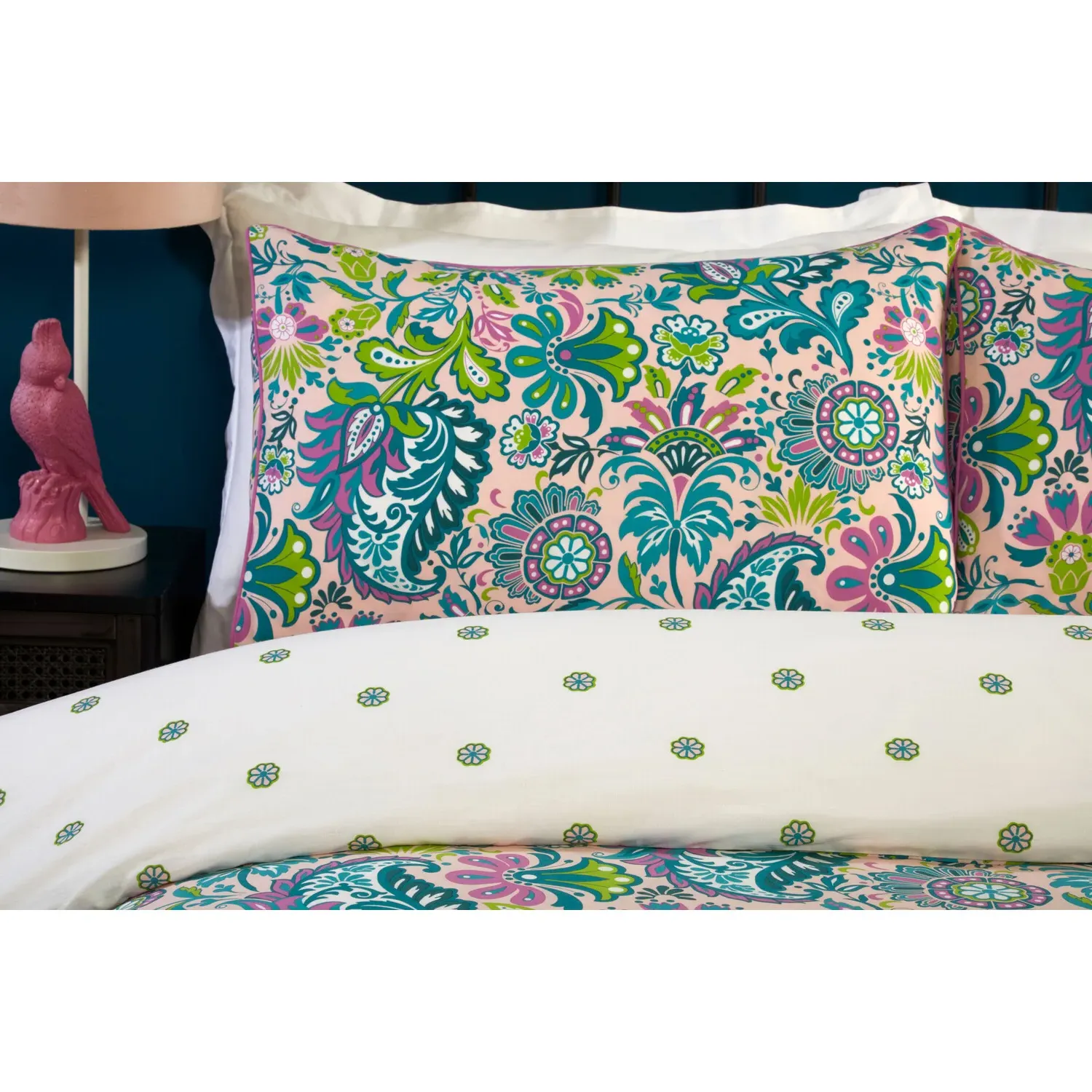 Oriana Paisley Double Duvet Cover and Pillowcase Set - Teal