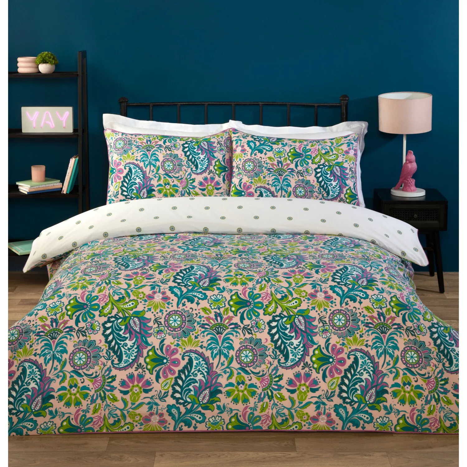 Oriana Paisley Double Duvet Cover and Pillowcase Set - Teal