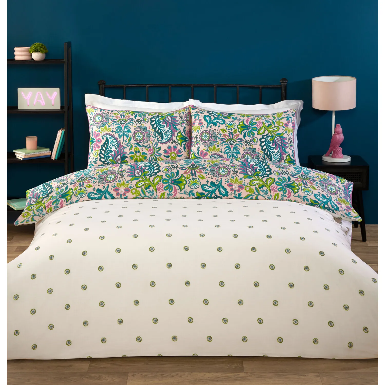 Oriana Paisley Single Duvet Cover and Pillowcase Set - Teal