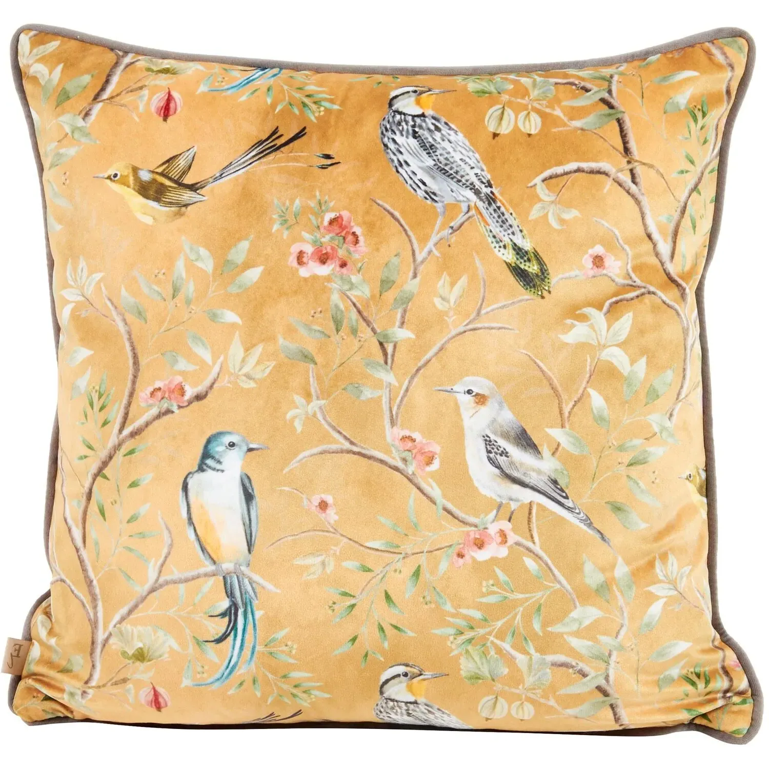 Orient Birds Cushion - Gold