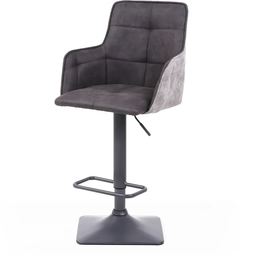 Orion Adjustable Bar Stool Set of 2 - Dark Grey, Suede