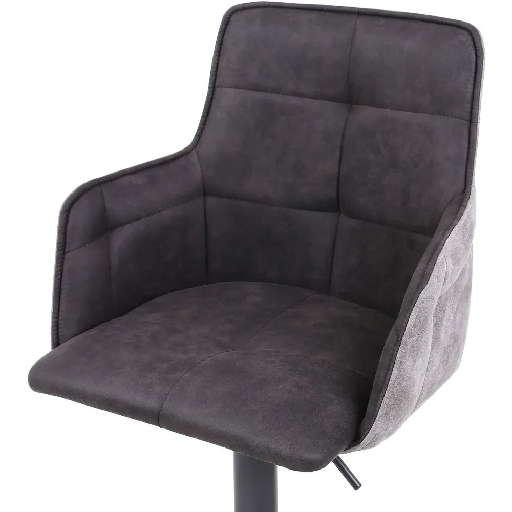 Orion Adjustable Bar Stool Set of 2 - Dark Grey, Suede
