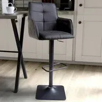 Orion Adjustable Bar Stool Set of 2 - Dark Grey, Suede