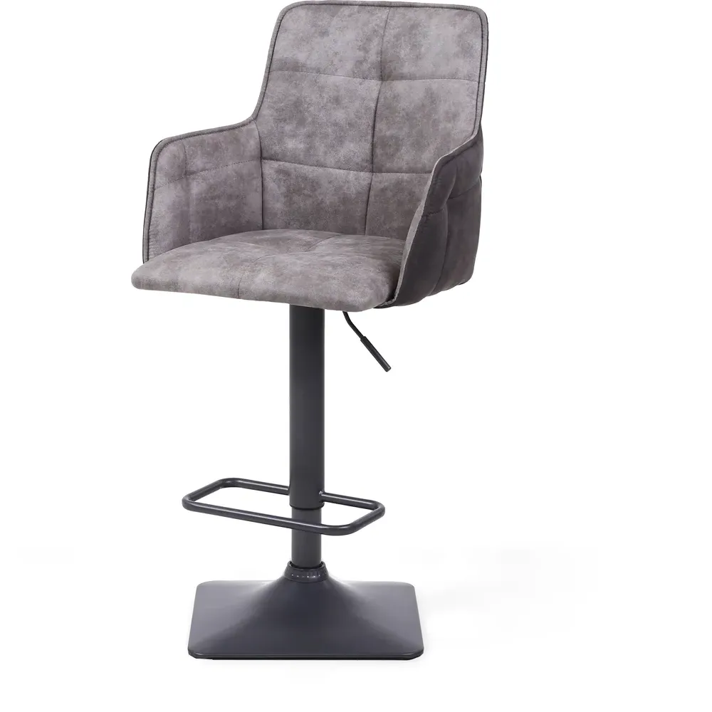 Orion Adjustable Bar Stool Set of 2 - Light Grey, Suede