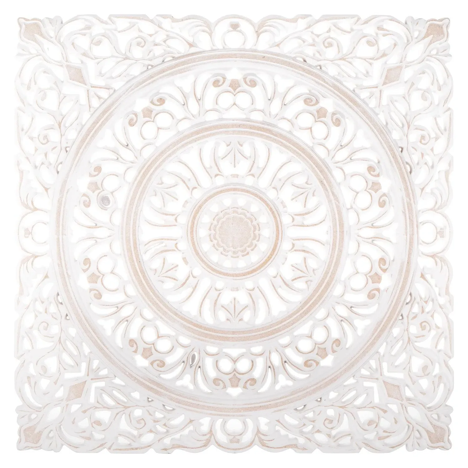 Ornate Fretwork Wooden Wall Art - White image