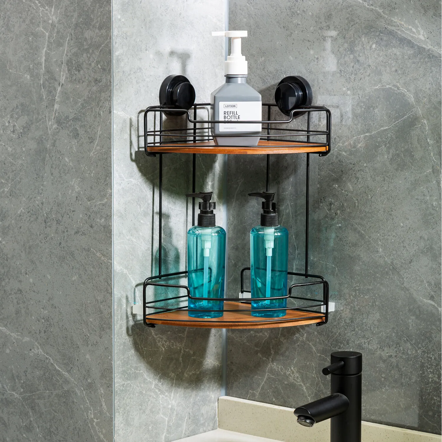 Oslo Bamboo 2 Tier Corner Rack - Black