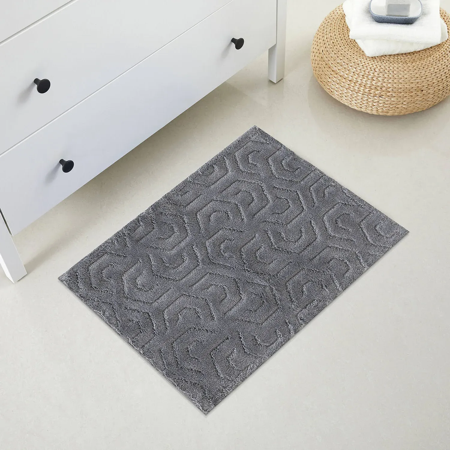 Oslo Bath Mat - Dark Grey, Cotton