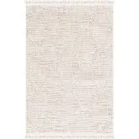 Oslo Diamond Pattern Rug with Fringe - Ivory