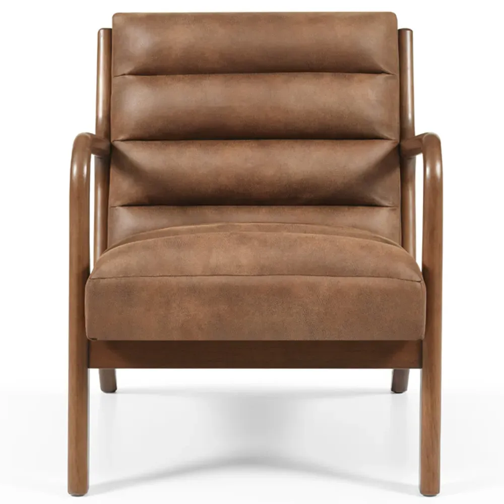 Otis Ribbed PU Chair - Brown