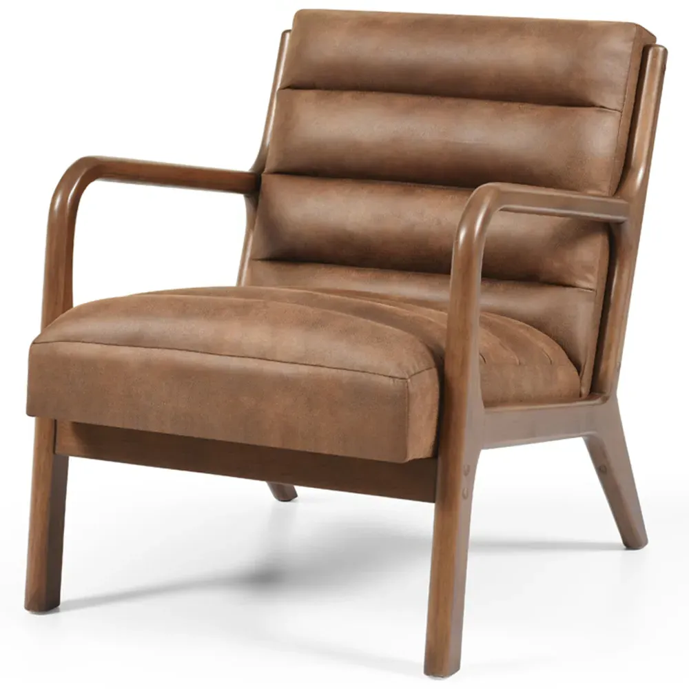 Otis Ribbed PU Chair - Brown