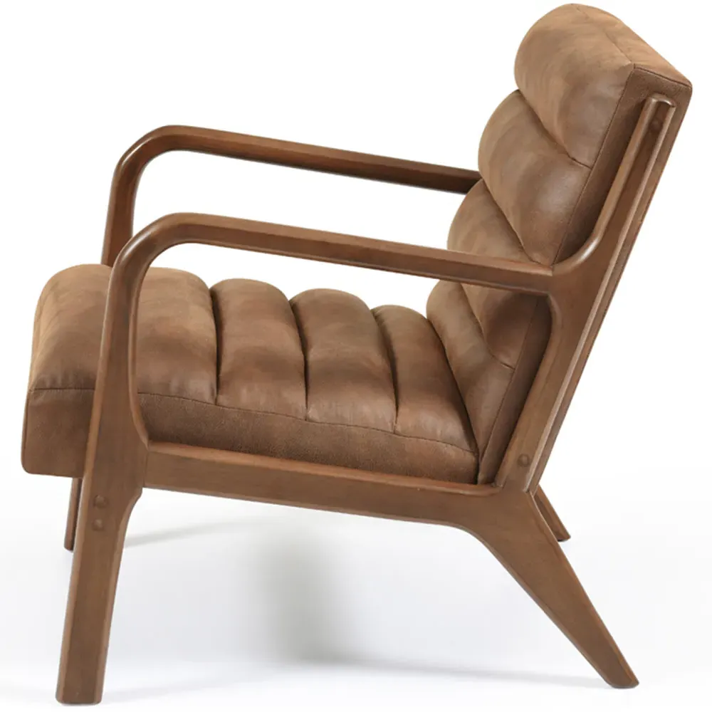 Otis Ribbed PU Chair - Brown
