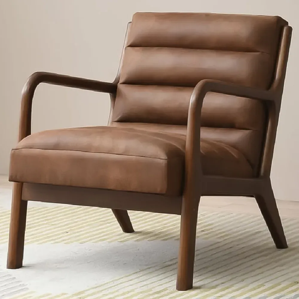Otis Ribbed PU Chair - Brown image