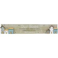 Our Home Wooden Plaque 60x10cm - Natural Wood