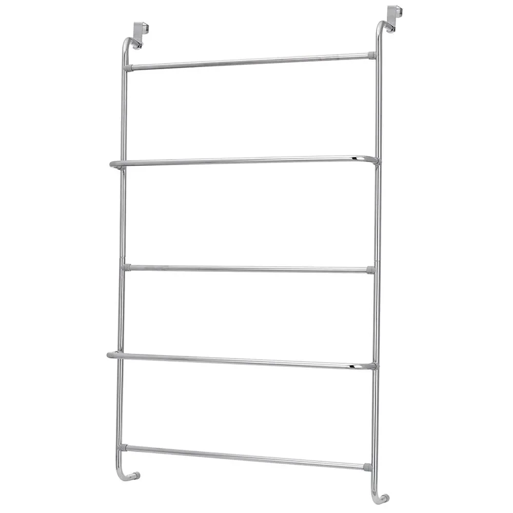 Over Door Towel Rack with 5 Rails - Silver