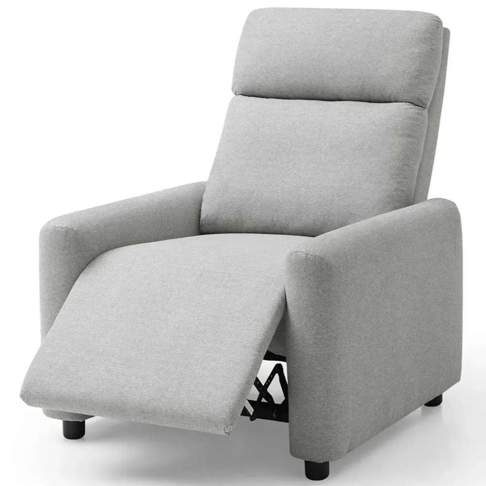 Owen Recliner Chair - Grey, Herringbone Fabric