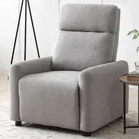 Owen Recliner Chair - Grey, Herringbone Fabric