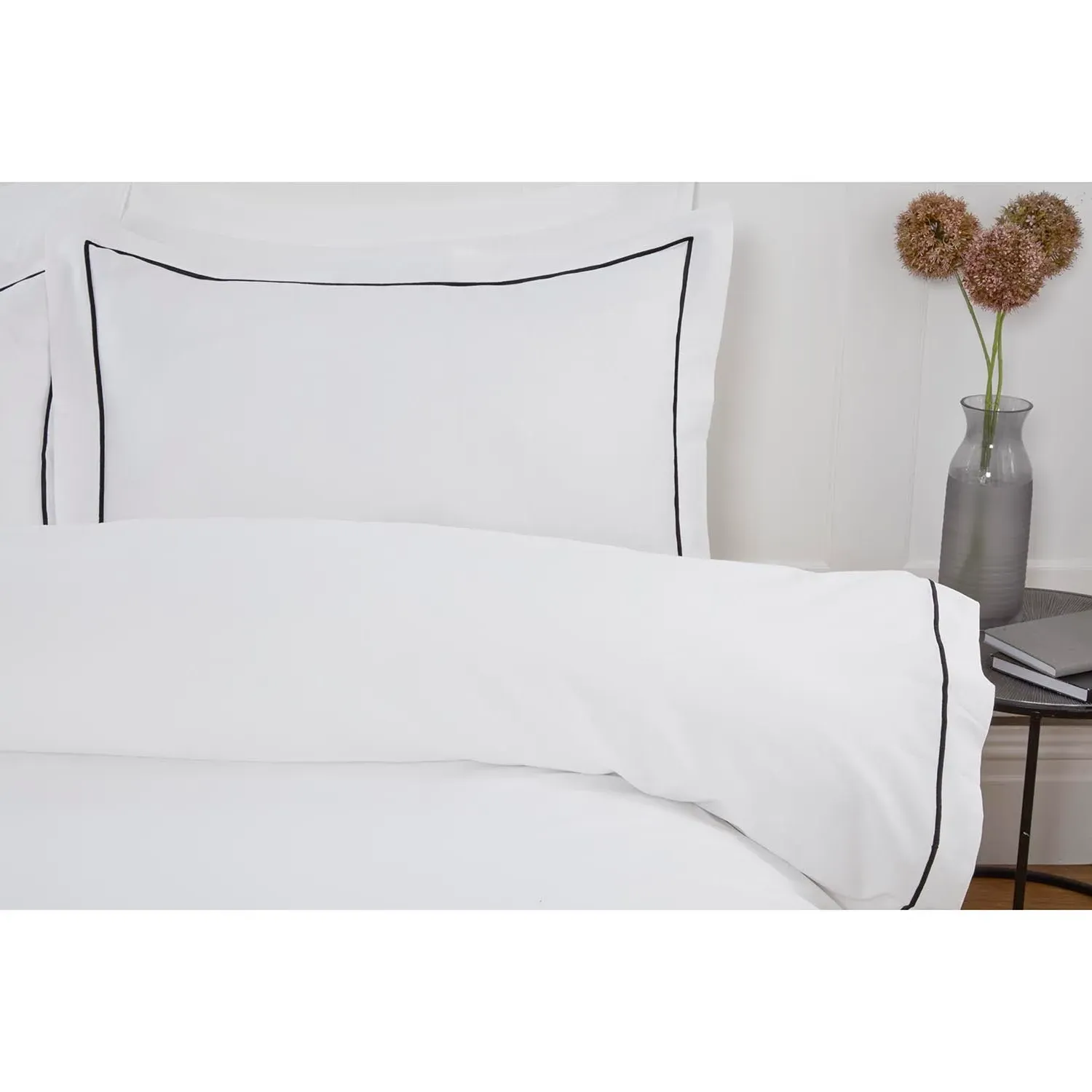 Oxford Double Duvet Cover and Pillowcase Set - White, Bamboo