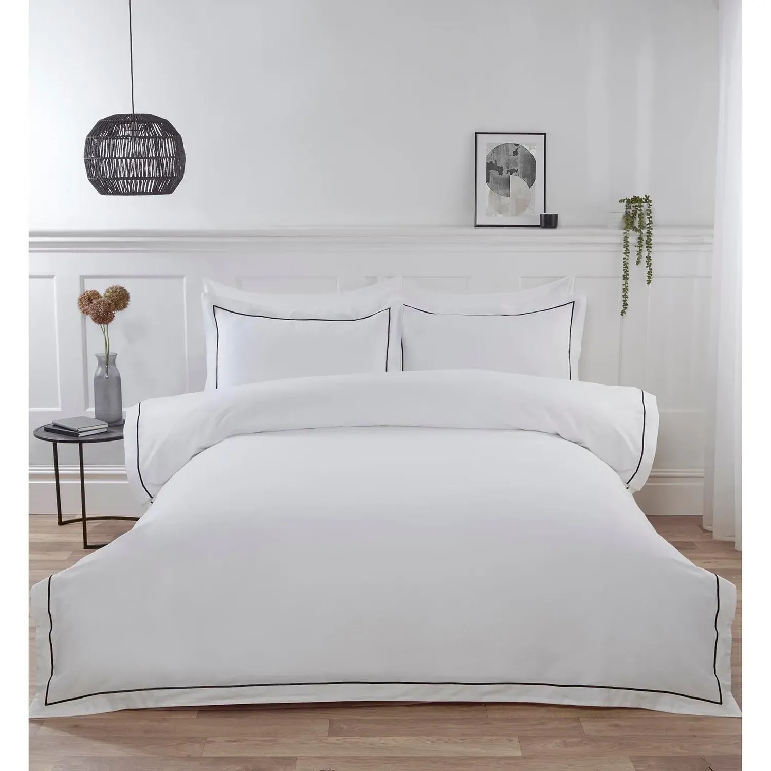 Oxford King Duvet Cover and Pillowcase Set - White, Bamboo