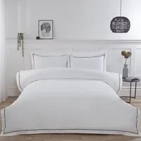Oxford Superking Duvet Cover and Pillowcase Set - White, Bamboo