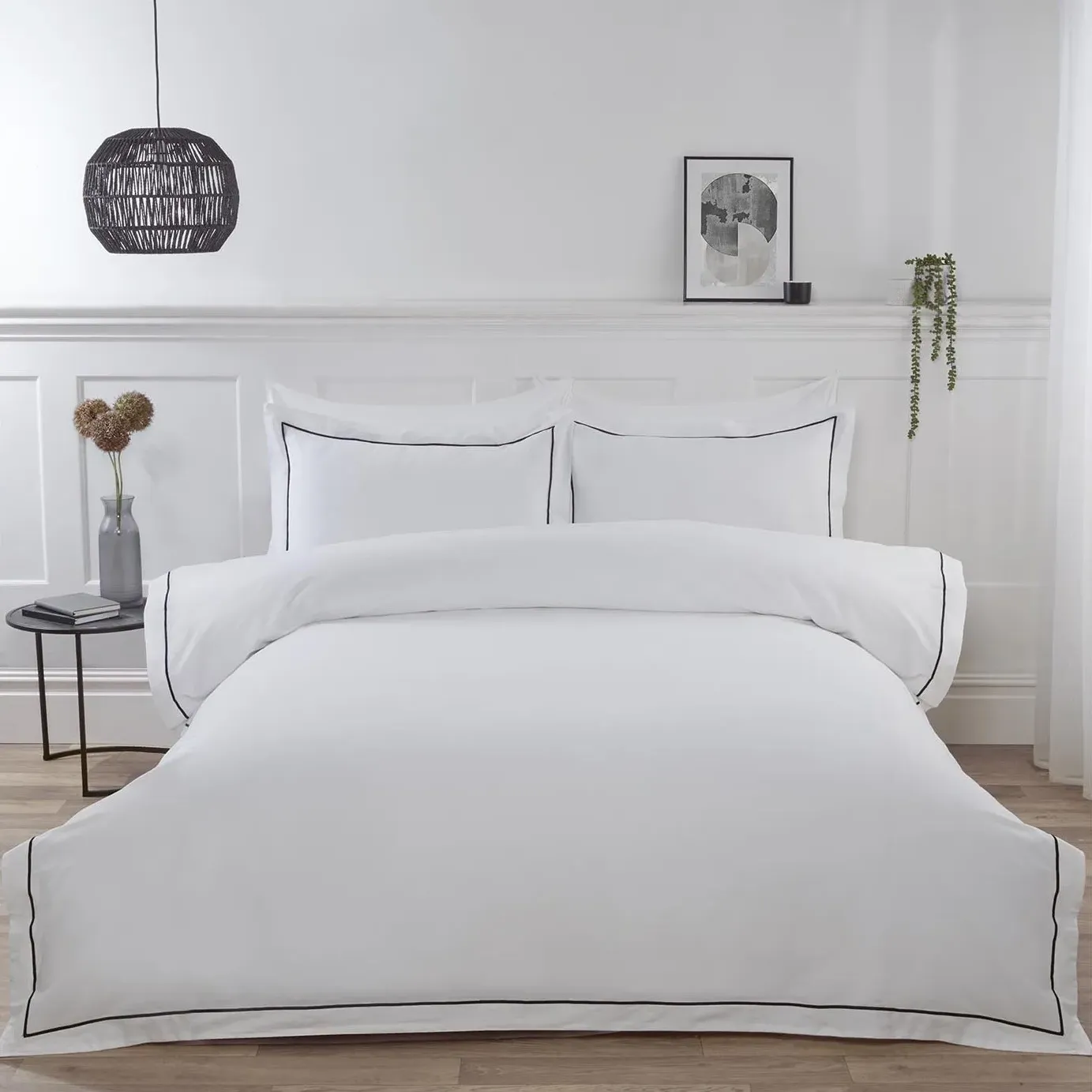 Oxford Superking Duvet Cover and Pillowcase Set - White, Bamboo