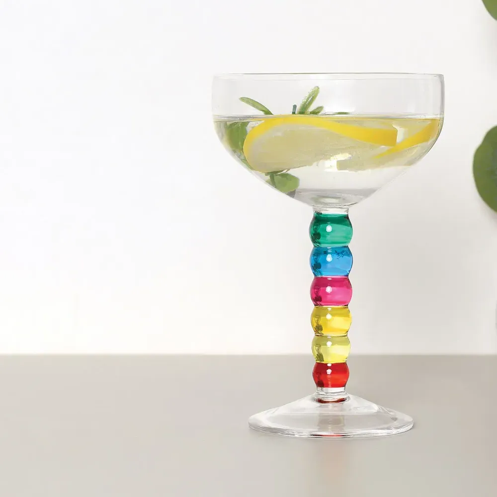 Pack of 2 Bobble Coupe Glasses - Multicolour