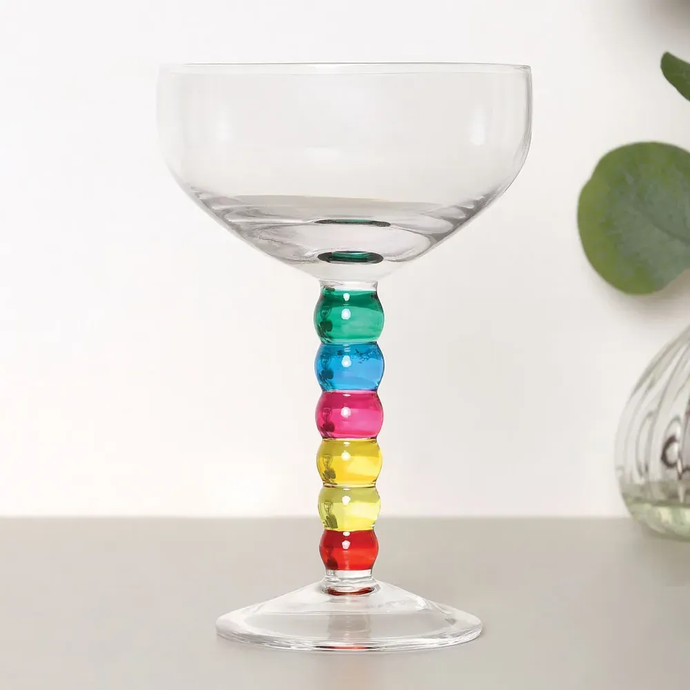Pack of 2 Bobble Coupe Glasses - Multicolour