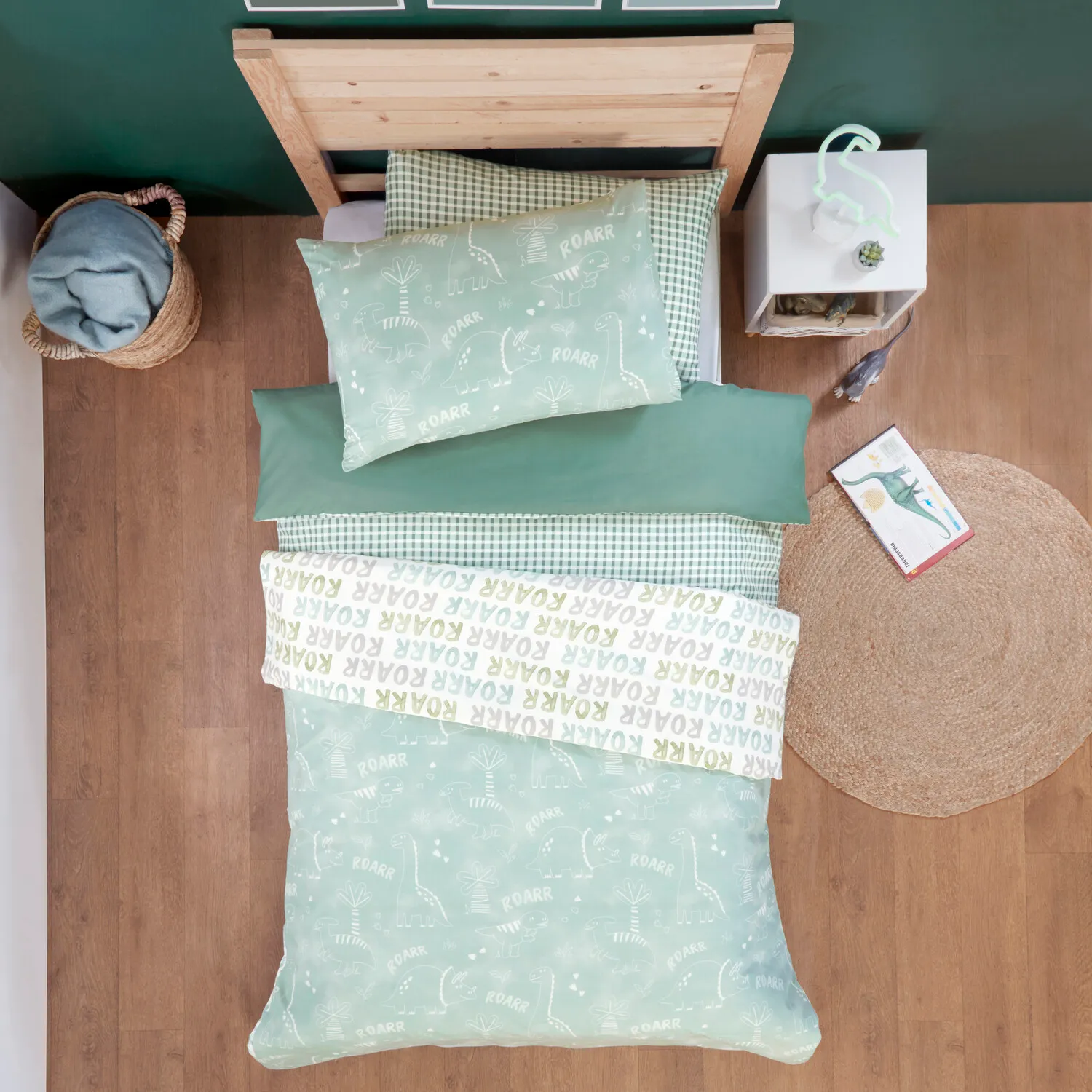 Pack of 2 Dinosaur Duvet Sets - Green