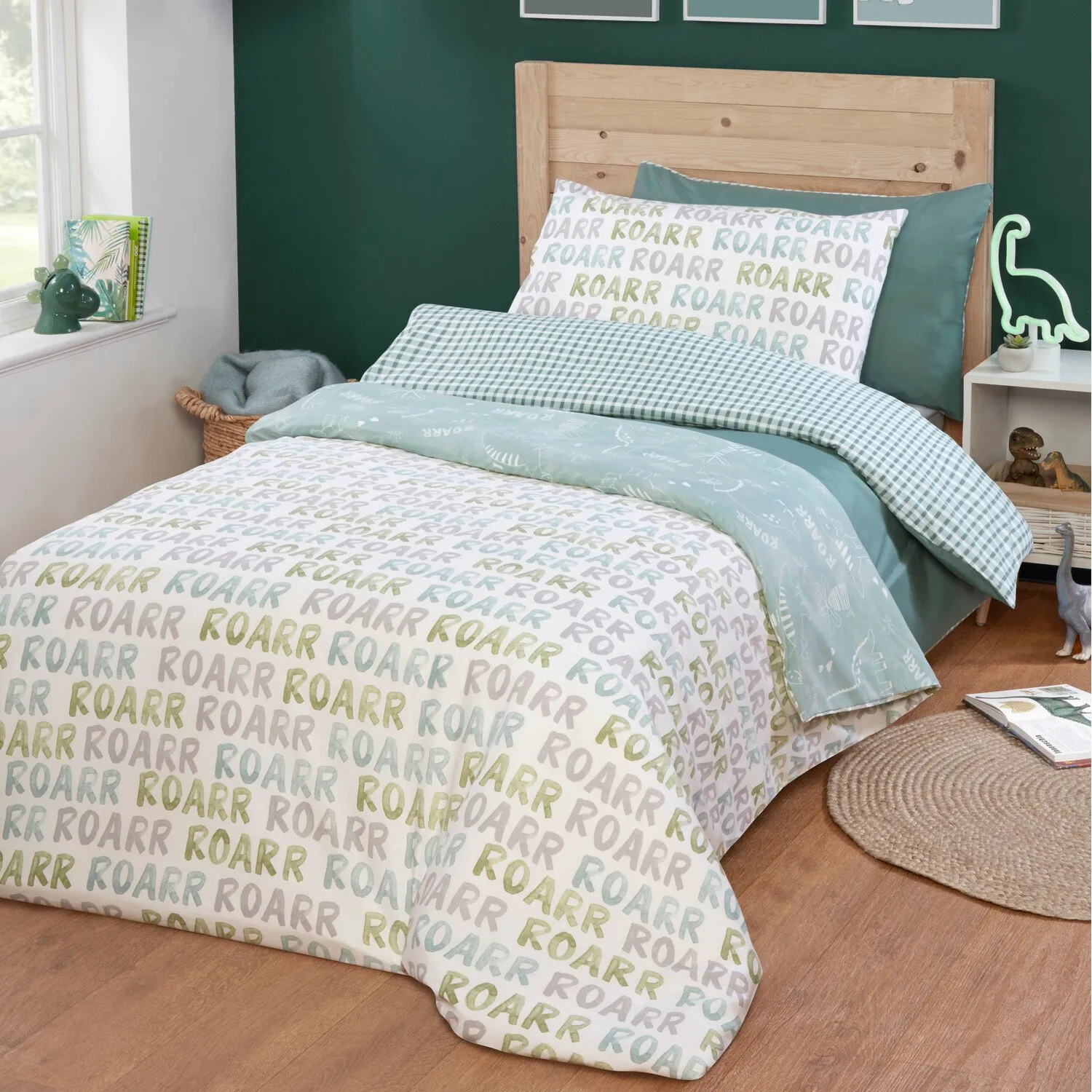 Pack of 2 Dinosaur Duvet Sets - Green image