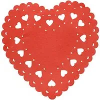 Pack of 2 Felt Heart Placemats and Coasters - Red