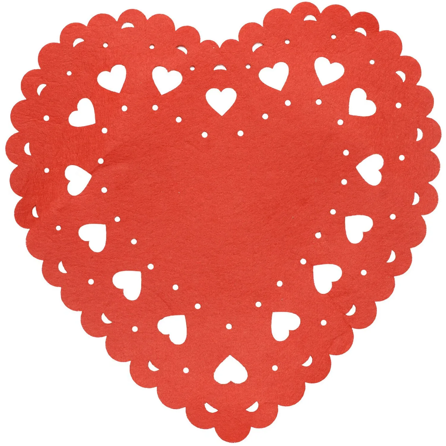Pack of 2 Felt Heart Placemats and Coasters - Red