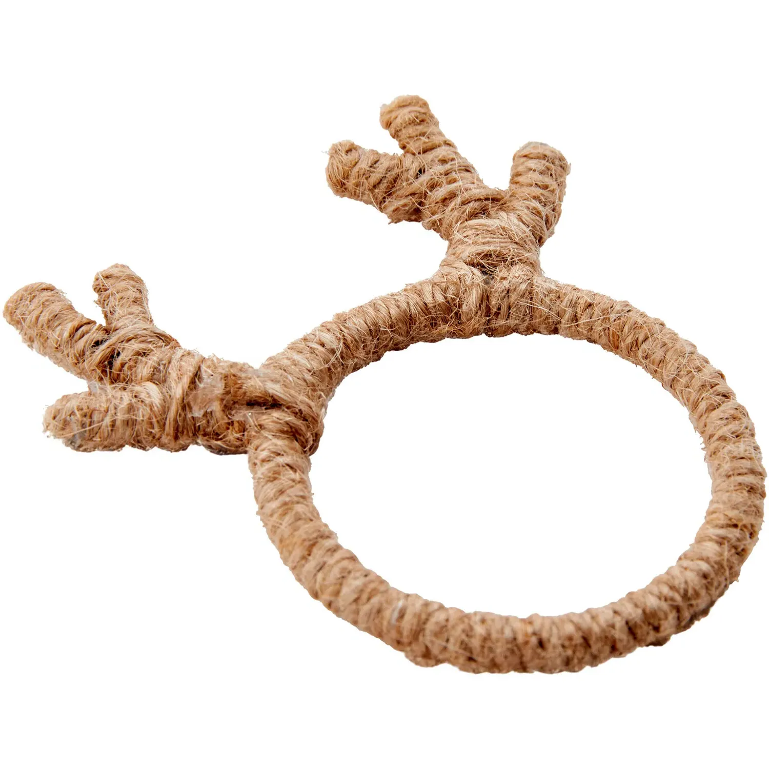 Pack of 2 Reindeer Napkin Rings - Natural Woven