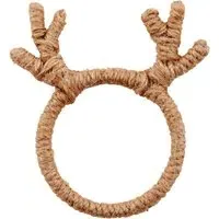 Pack of 2 Reindeer Napkin Rings - Natural Woven