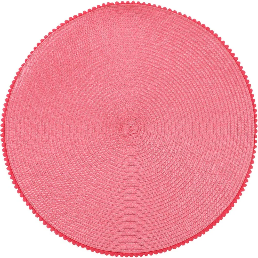 Pack of 2 Round Pompom Placemats - Pink