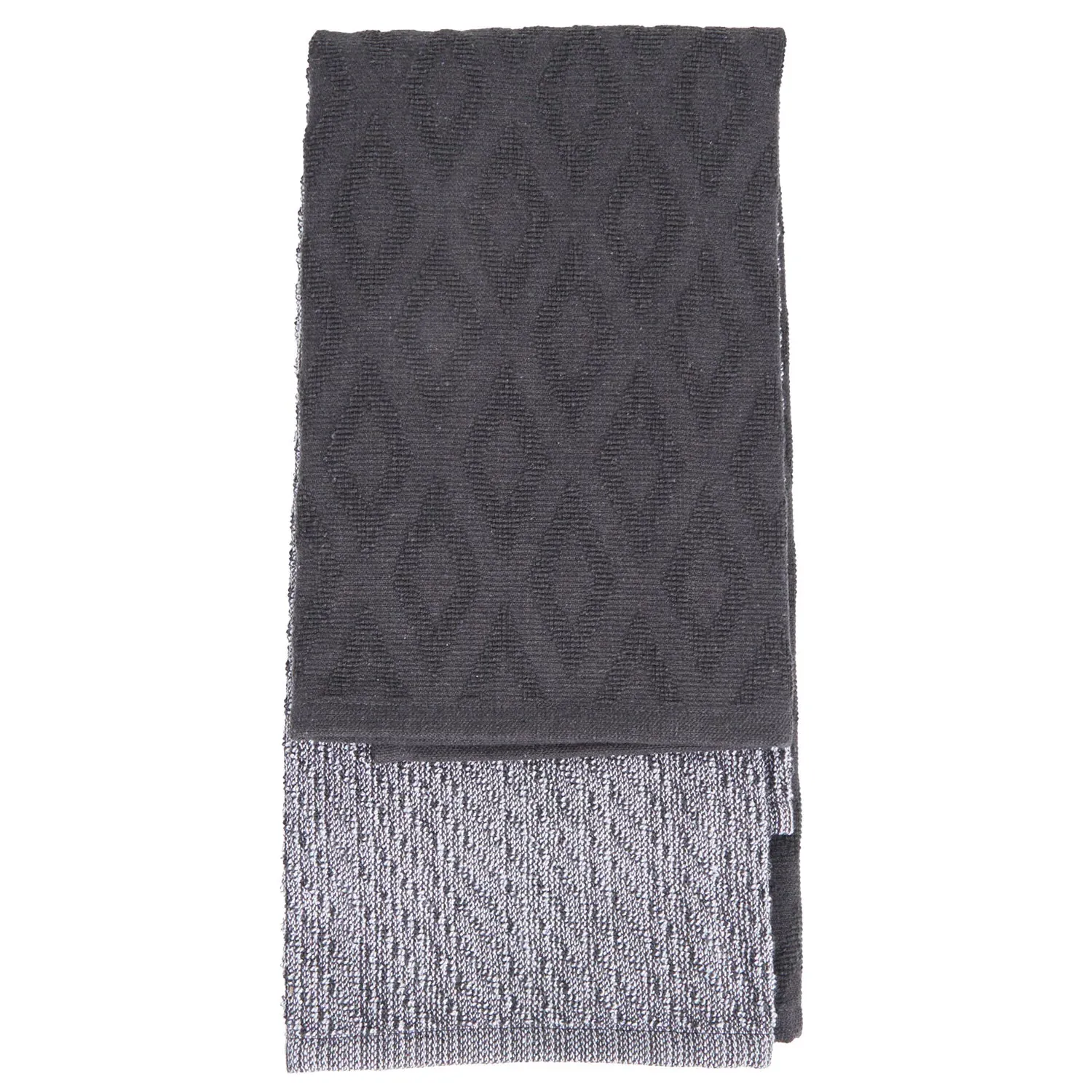 Pack of 2 Terry Towels - Dark Grey, Cotton