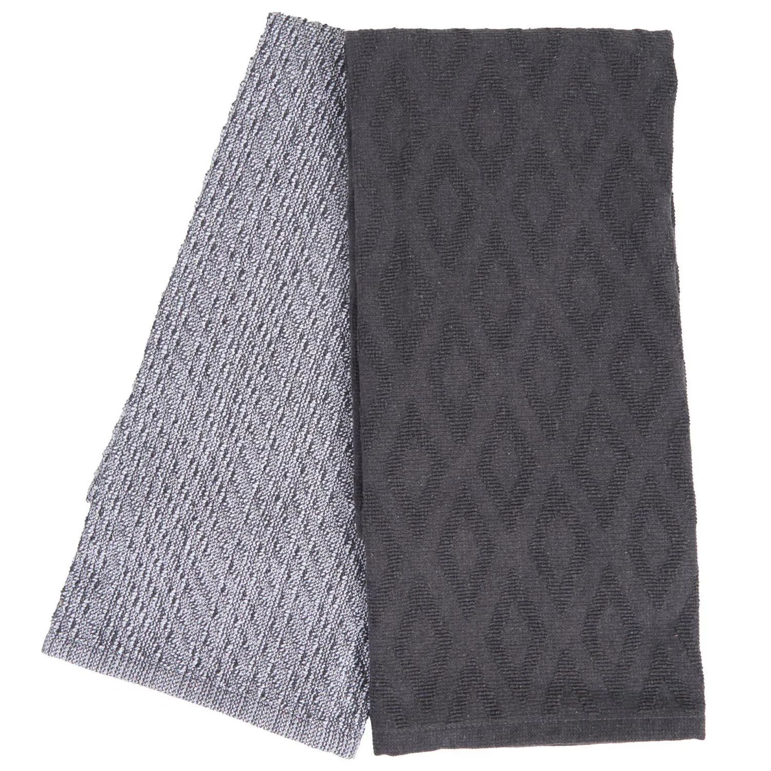 Pack of 2 Terry Towels - Dark Grey, Cotton