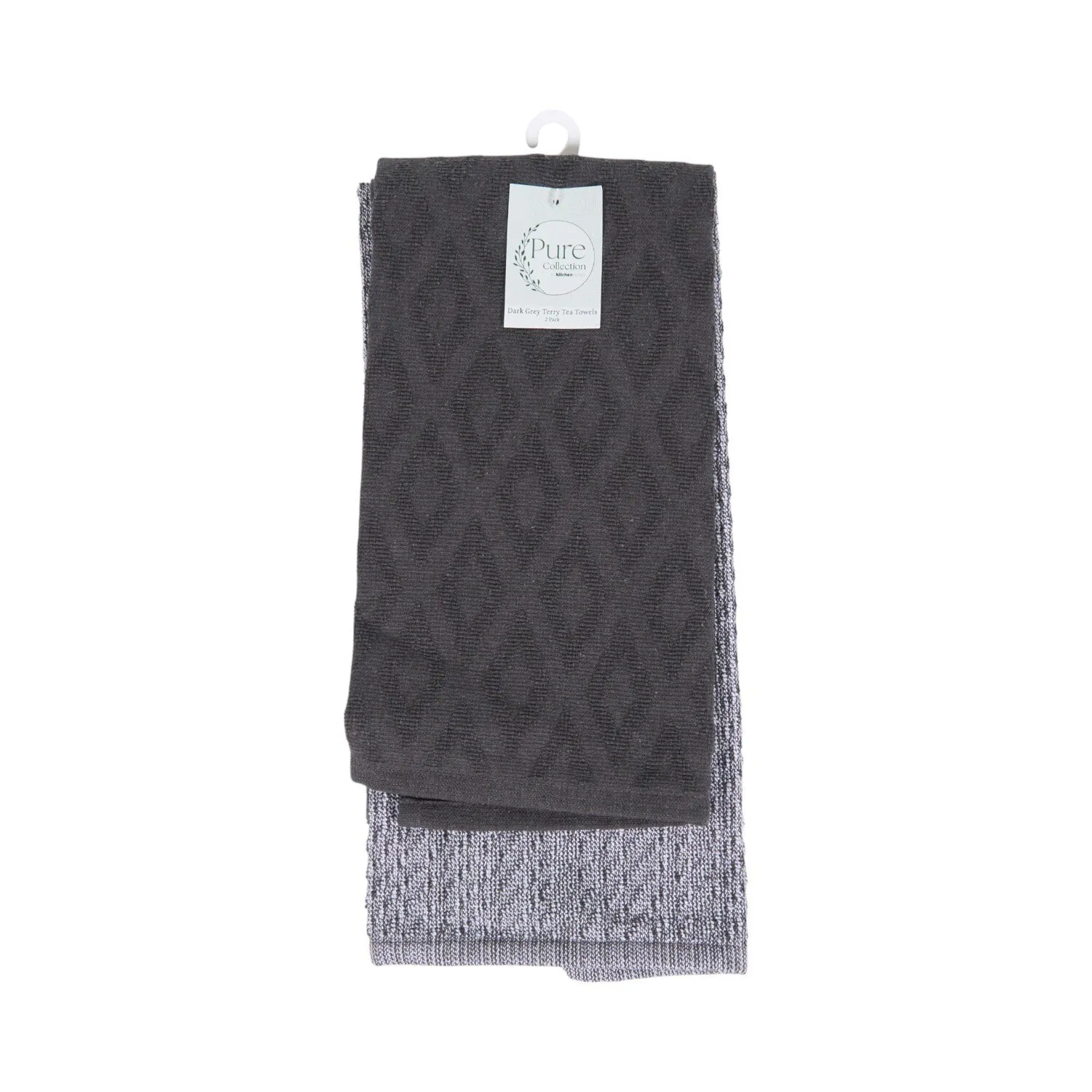 Pack of 2 Terry Towels - Dark Grey, Cotton image