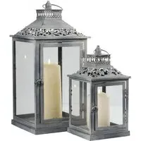 Pack of 2 Washed Lanterns - Silver