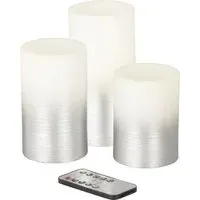 Pack of 3 Silver Ombre LED Candles with Remote Control