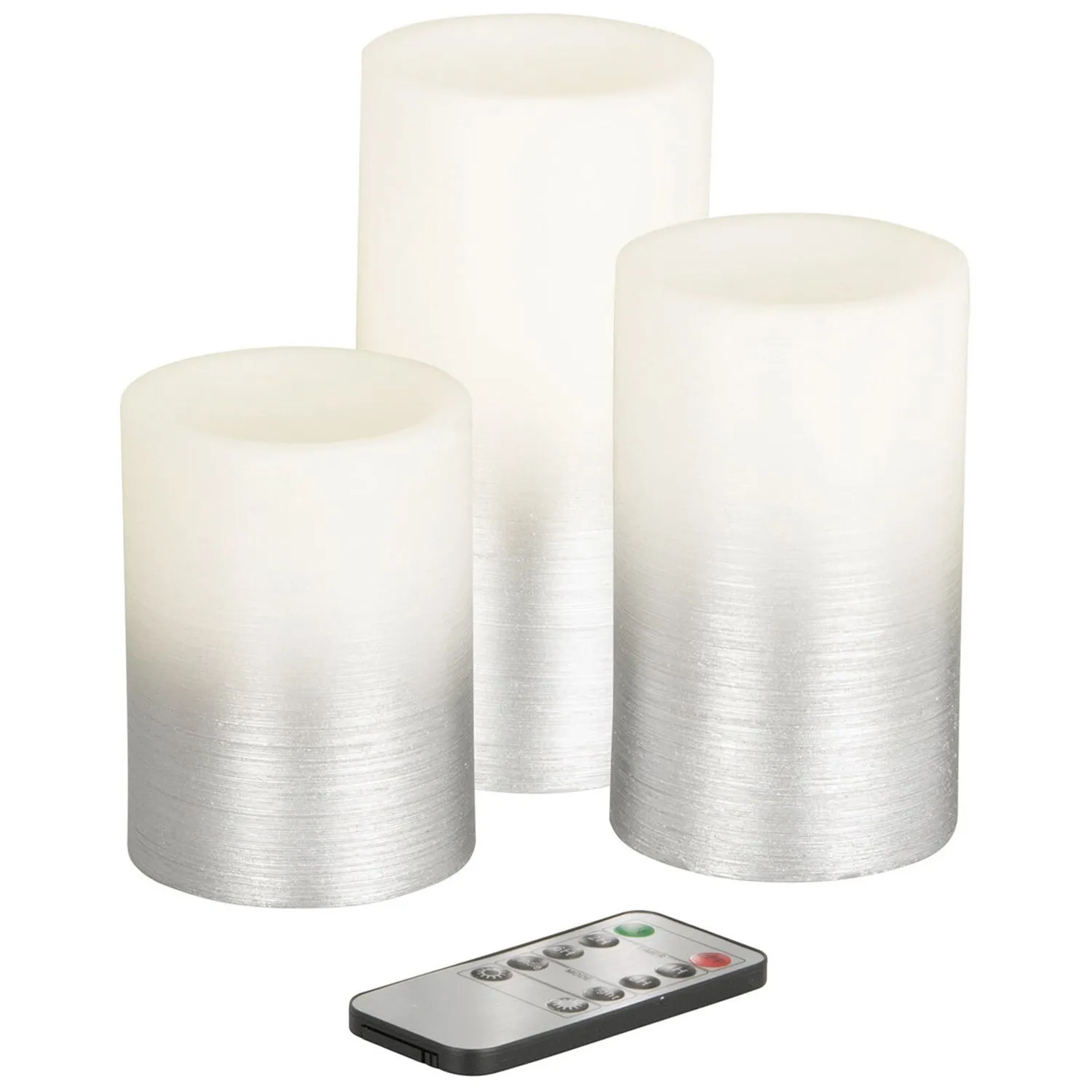 Pack of 3 Silver Ombre LED Candles with Remote Control image