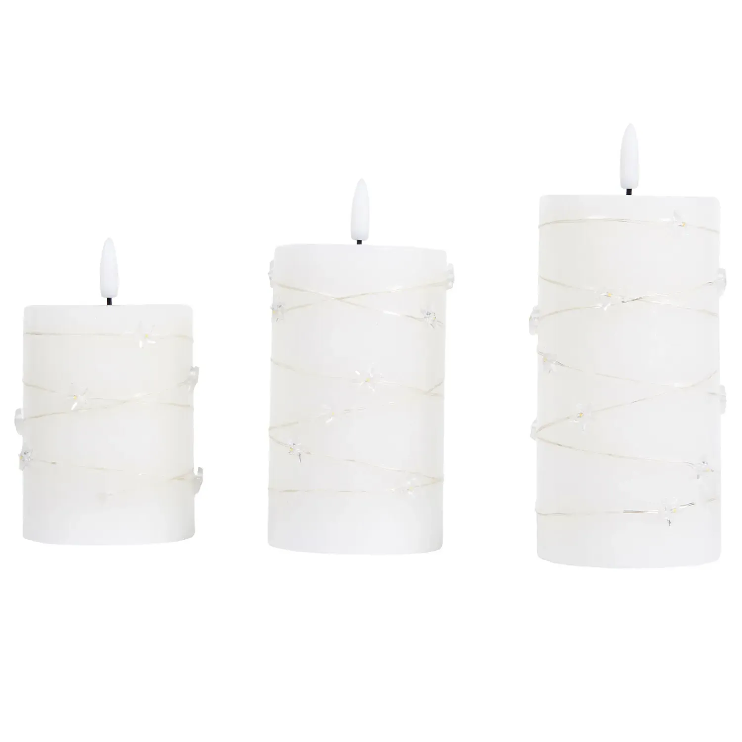 Pack of 3 Star LED Candles - White