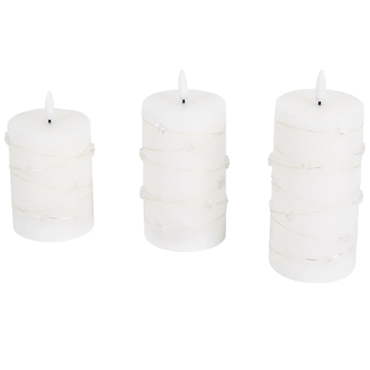 Pack of 3 Star LED Candles - White