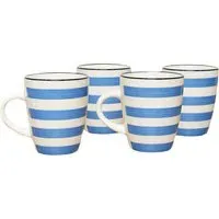 Pack of 4 Handpainted Spinwash Mug Set - Blue