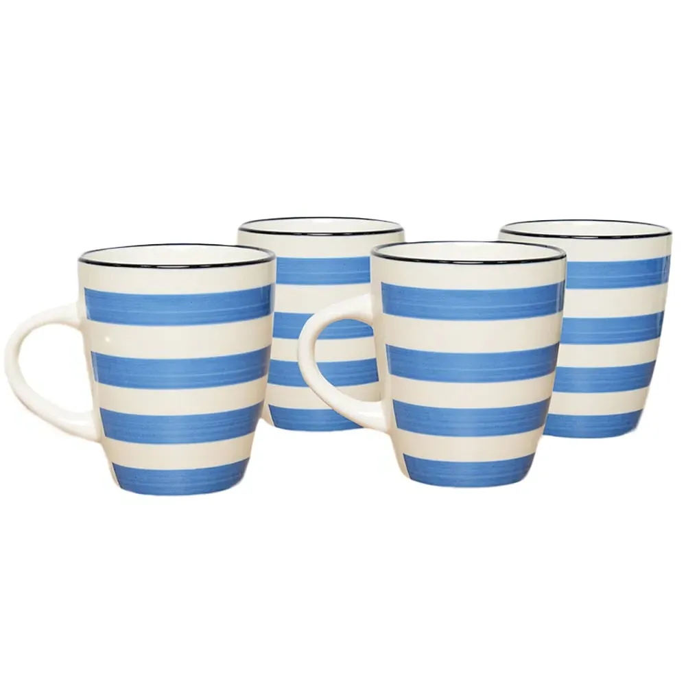 Pack of 4 Handpainted Spinwash Mug Set - Blue image