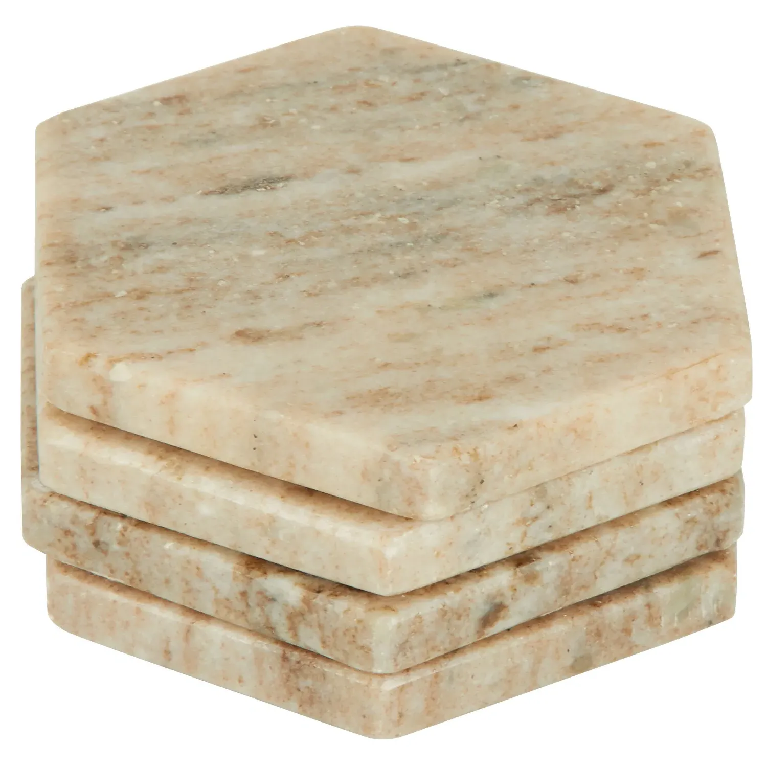Pack of 4 Hexagon Coasters - Neutral, Sandstone Marble